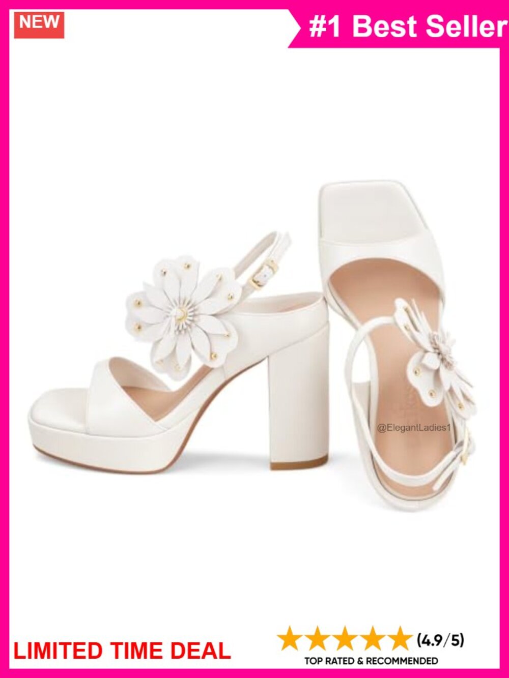 Floral Platform Strappy Heeled Sandals Block Heel Ankle Strap Wedding